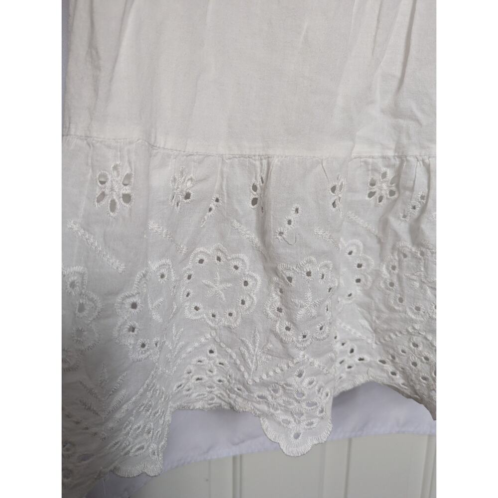 J Gee Dress White Lace Sleeveless Crochet Trim Hem Square Neckline Button Size M - Picture 5 of 10